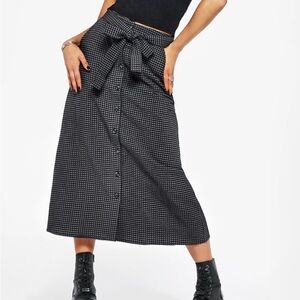 Disturbia Black and White Check Midi Skirt